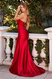 Ladivine CM376 Dress Strapless Embellished Fitted Satin Prom Gown