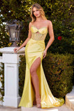 Ladivine CM378 Dress Strapless Satin Corset Prom Gown