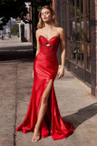 Ladivine CM378 Dress Strapless Satin Corset Prom Gown