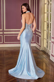 Ladivine CM391 Sparkling Halter Crystal Beadwork Glamorous Fitted Gown
