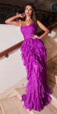 Ladivine CZ0027 Long Strapless Ruffled Skirt A-Line Dress