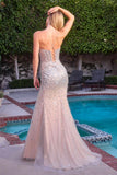 Ladivine CZ2408 Fitted Evening Gown Sweetheart Neck Leg Slit