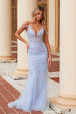 Nox Anabel D1578 Sequin Embroidery Plunged Neckline Mermaid Dress