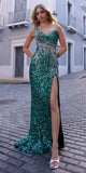 Nox Anabel E1280 Long One Shoulder Illusion Back Sequin Gown