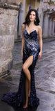 Nox Anabel E1280 Long One Shoulder Illusion Back Sequin Gown