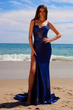 Nox Anabel E1488 Luxurious Shiny Satin Material A Sweetheart Neckline & Slit