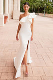 Nox Anabel E467W Long Sheath One Shoulder Ruffle Overlay Strap Gown