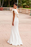 Nox Anabel E467W Long Sheath One Shoulder Ruffle Overlay Strap Gown