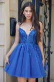 Nox Anabel E902 Short A-Line Applique Sleeveless Homecoming Dress