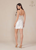 Nox Anabel E912W Short Satin Fitted White Cocktail Dress