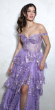 Eureka EK102 Floor Length Lace Ruffled Tier Skirt Boned Bodice Dress