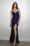 Eureka EK106 Fitted Silhouette Side Slit Satin Evening Gown