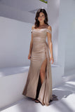 Eureka Fashion EK107 Long Off Shoulder Cowl Neckline Bridesmaid Gown