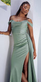 CLEARANCE - Eureka Fashion EK107 Long Off Shoulder Cowl Neckline Gown (Size 2XL)