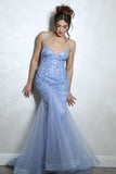 Eureka EK110 Floral and Hot Stone Studded Fitted Mermaid Gown