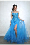 Eureka EK112 A-Line Tulle Side Drape Sash Glitter Design Gown
