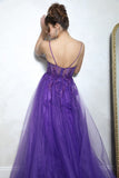 Eureka EK112 A-Line Tulle Side Drape Sash Glitter Design Gown