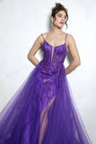 Eureka EK112 A-Line Tulle Side Drape Sash Glitter Design Gown