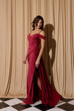 Eureka EK117 Cold Off the Shoulder Strap Fitted Evening Gown