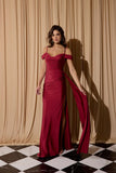Eureka EK117 Cold Off the Shoulder Strap Fitted Evening Gown