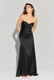Eureka EK118 Side Sash Ruched Neckline Floor Length Strapless Gown