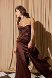 Eureka EK118 Side Sash Ruched Neckline Floor Length Strapless Gown