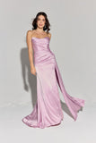Eureka EK118 Side Sash Ruched Neckline Floor Length Strapless Gown