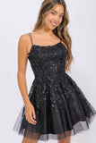Eureka EK127 Short Fitted Floral Embroidered Bodice A-Line Dress