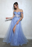 Eureka EK128 Off the Shoulder Glitter Mesh A-Line Ball Gown