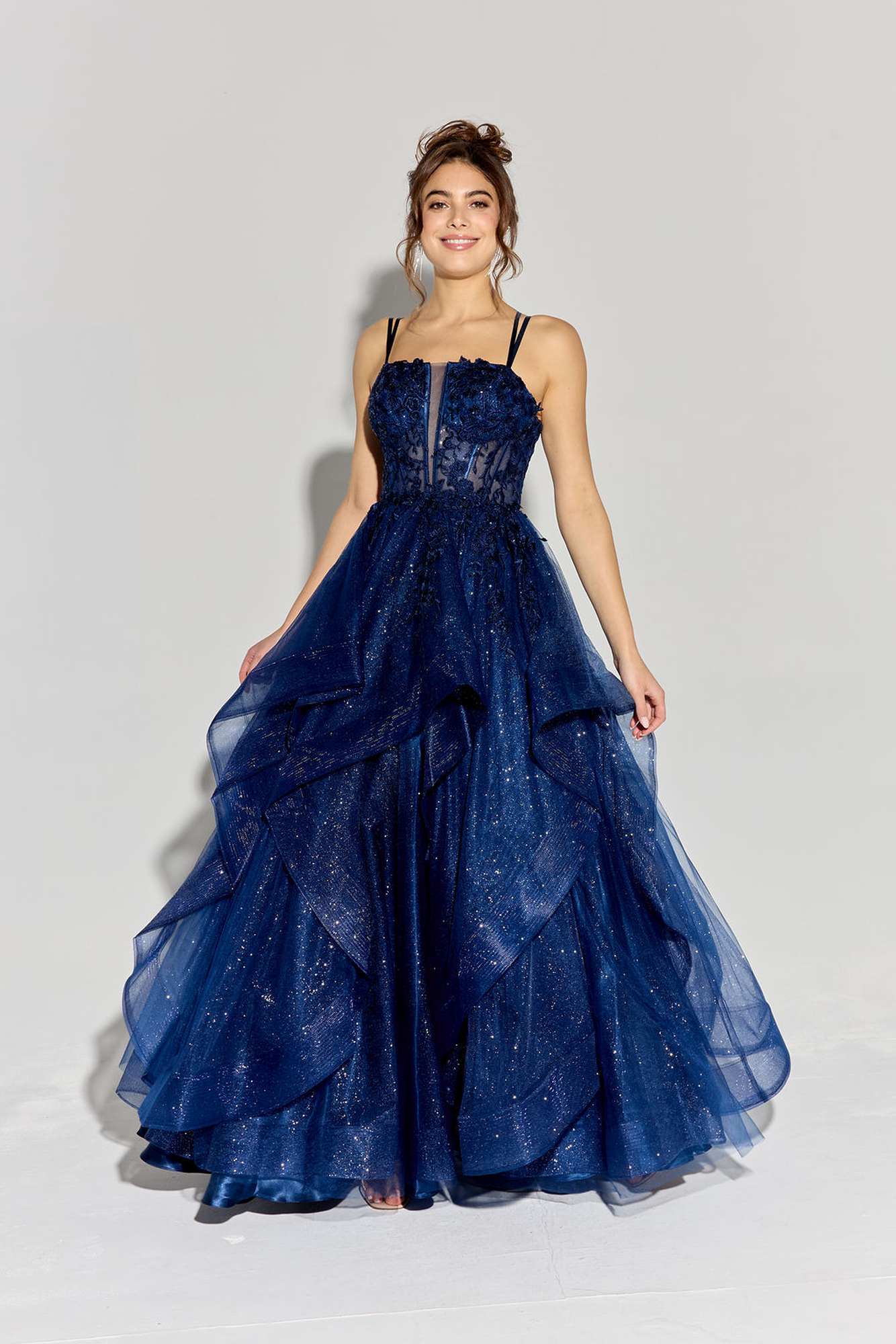 Eureka EK157 Long A-Line Glitter Tulle Ball Gown Ruffle Skirt