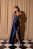 Eureka EK159 Luxurious Satin Sheer Corset Bodice Fitted Evening Gown