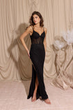 Eureka EK161 Fitted Embellished Fishnet Gown Sweep train