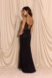 Eureka EK161 Fitted Embellished Fishnet Gown Sweep train