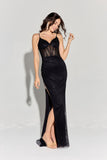 Eureka EK161 Fitted Embellished Fishnet Gown Sweep train