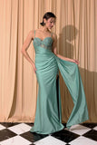 Eureka EK166 Glitter Jersey Dress Side Sash Embellished Beaded Neckline