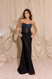 Eureka EK169 Glitter Jersey Stretch Gown Corset Bodice Stone Embellishments