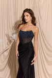 Eureka EK169 Glitter Jersey Stretch Gown Corset Bodice Stone Embellishments