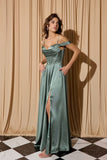 Eureka EK176 Cold Shoulder Satin Evening Gown with Pockets
