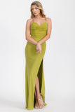 Eureka EK187B Long Matte Jersey Stretchy Gown Lace Up Back Side Slit