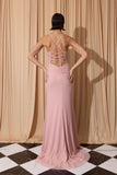Eureka EK187 Long Matte Jersey Stretchy Formal Gown Lace Up Back