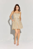 Eureka EK198 Short Homecoming Vertical Sequin Dress