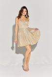 Eureka EK198 Short Homecoming Vertical Sequin Dress