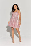 Eureka EK198 Short Homecoming Vertical Sequin Dress
