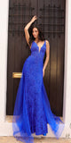 Nox Anabel G1353 Long Boho Inspired Embroidered V-Neck Mermaid Gown
