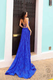 Nox Anabel G1353 Long Boho Inspired Embroidered V-Neck Mermaid Gown