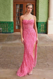 Nox Anabel G1650 Strapless Dress With A Semi-Sweetheart Top Embroidery - Slit