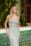 Nox Anabel G1655 Lace-Up Sequin Sheer Boned Waistline Dress