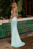 Nox Anabel G1656 Lace-Up Sequin Sheer Boned Waistline Dress with Slit