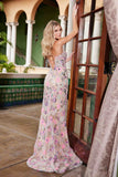 Nox Anabel G1657 Plunged Neckline Beaded Floral Design Dress