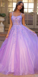 Nox Anabel H1271 Long Scoop Neckline Glitter Tulle A-Line Ballgown